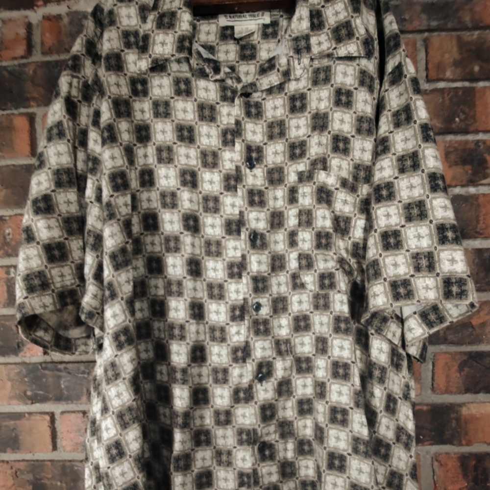 Mens Natural Issue Rayon Button Down Shirt